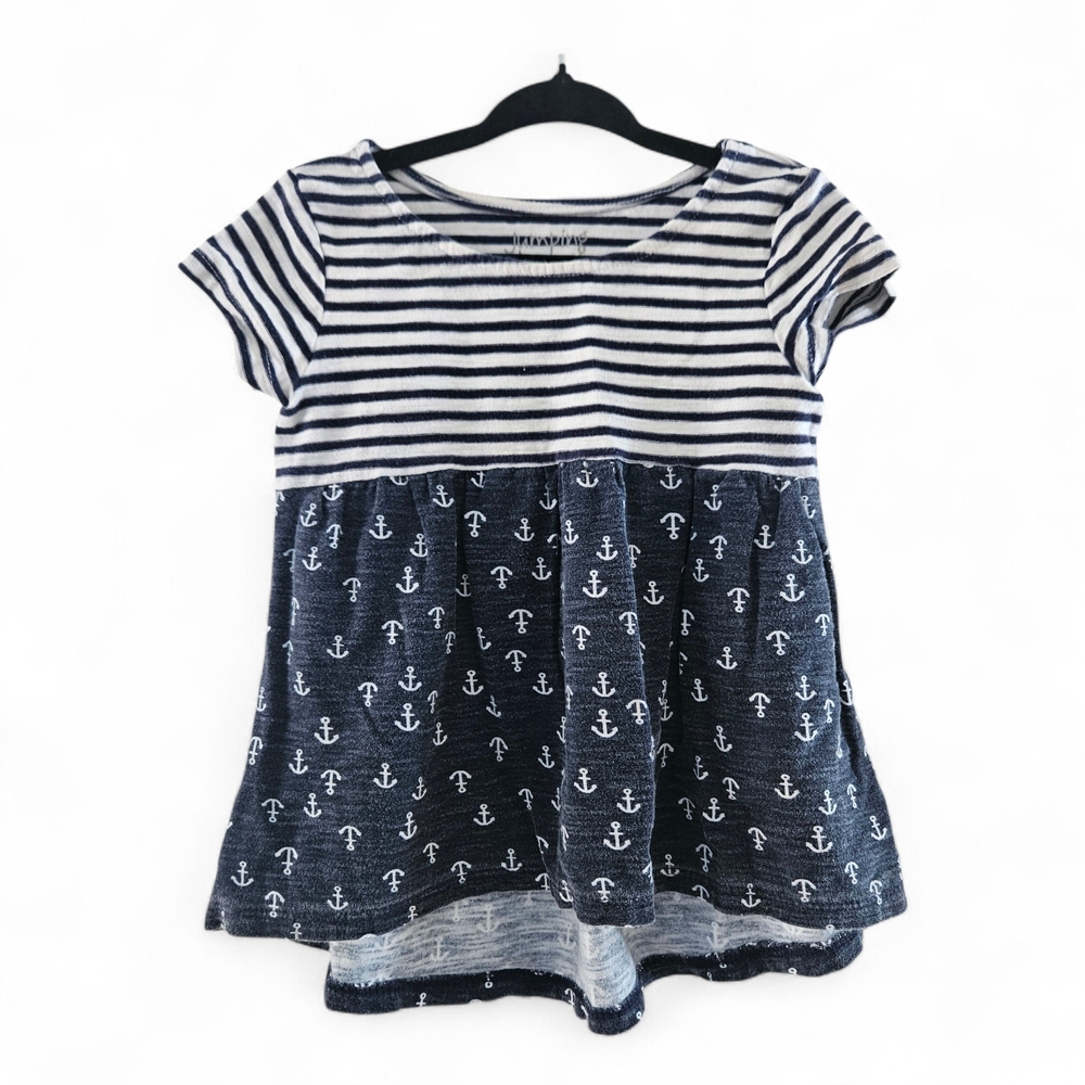 5/$25 Jumping Beans Toddler Girls Nautical Dress Navy White Anchors Size 2T